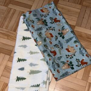 Woodland Animal and Tree Print Blanket Set
